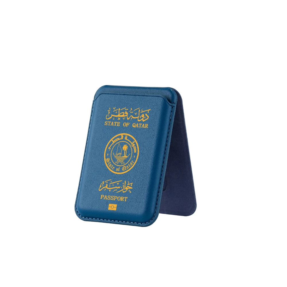 Aggiornamento Borsa per carte magnetiche Staffa nascosta per iPhone 16 15 14 13 Passaporto Qatari Porta carte in pelle per custodia Tasca Cover