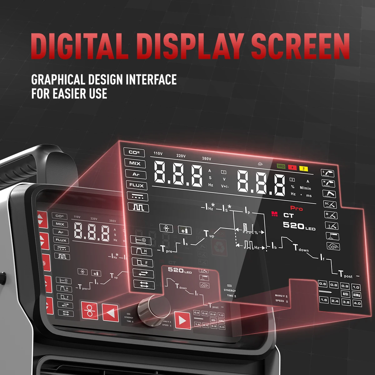 ANDEL  110V 220V   LED  MCT-520  CUT MIG LIST TIG  HF TIG COLD MMA  Synergy Aluminum 7 in 1 Welding Machine