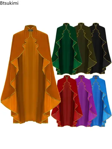 2025 Luxury Queen Cloak Medieval Retro Gold Edge Victorian Noble Gothic Stage Performance Cloak Costume Halloween Vampire Cape