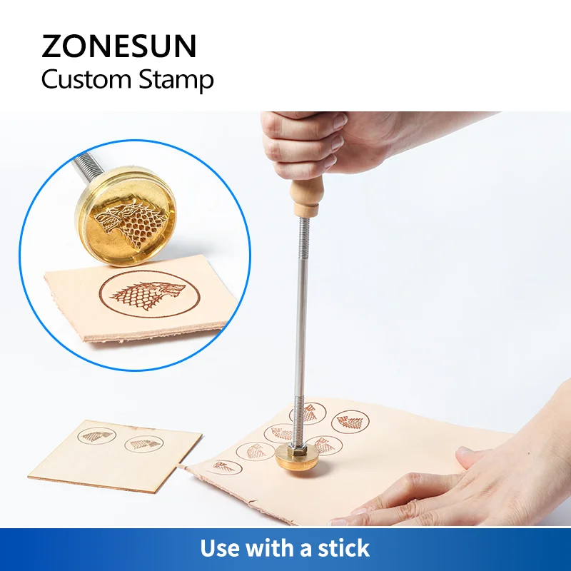 ZONESUN-sello de cuero con logotipo personalizado, marca de hierro de latón caliente, molde de estampado personalizado para regalo, bricolaje