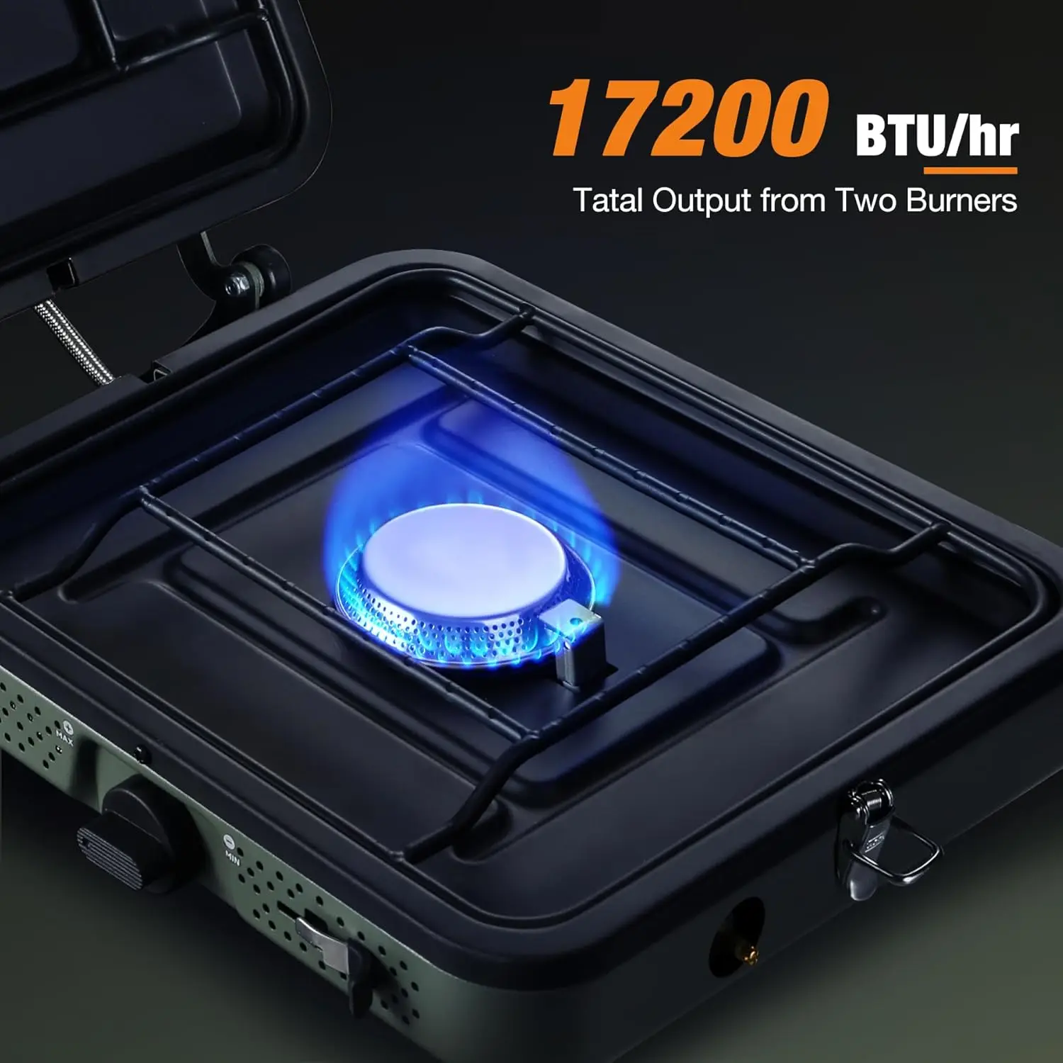 2 Burner Propane Camping Stove,Portable Folding Gas Stove for Camping with 17200 BTU,Two Adjustable Burners