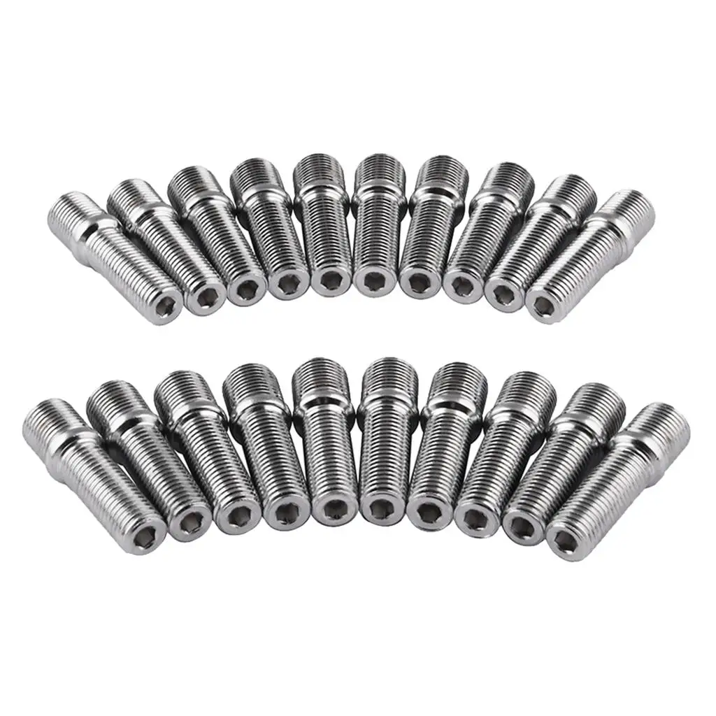 20pcs 50mm Wheel Stud Conversion M14*1.5 to M12*1.5 Extended Shank Adapter