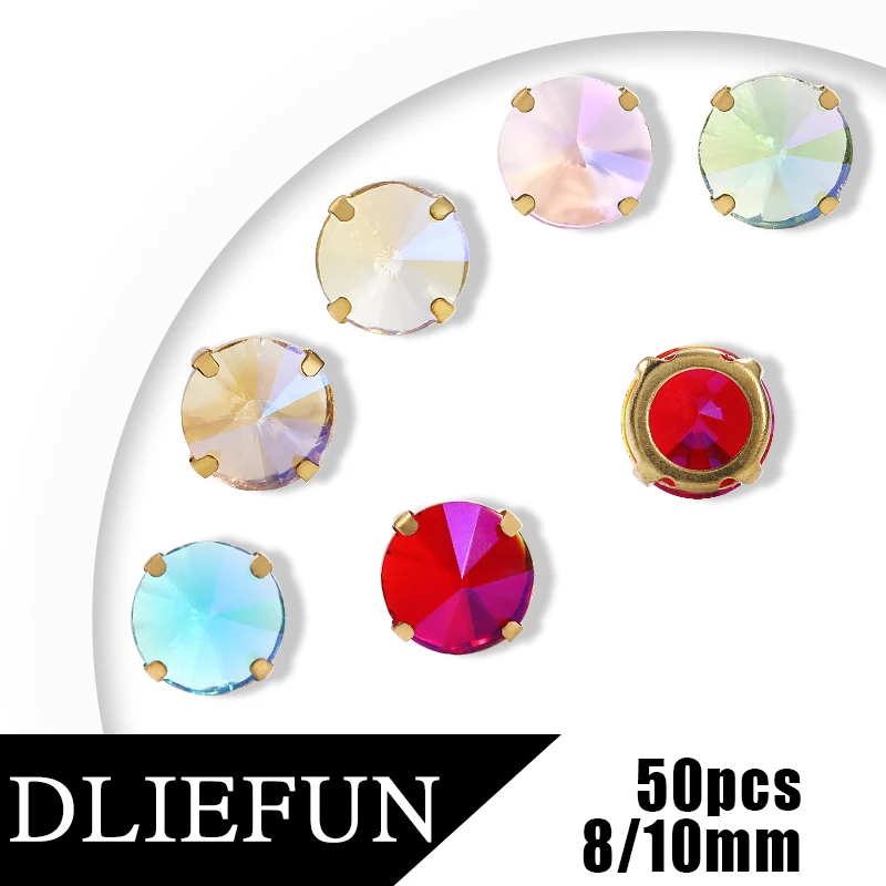 

Round Golden Bottom Glass Crystal Rhinestone DIY Clothing Decoration Jewelry Decoration Accessories Sewing Stones Glitter Beads