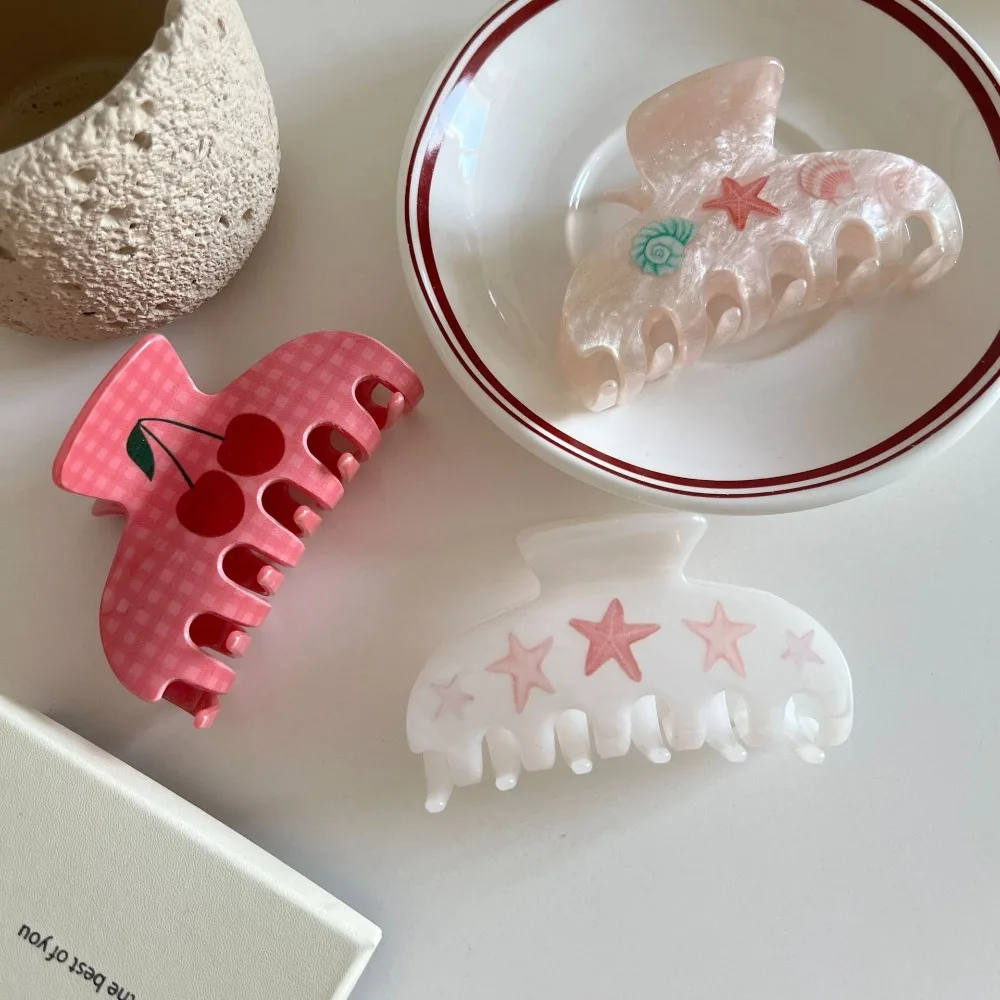 

Fashion Cherry Starfish Hair Claw Ocean Geometry Acetic Acid Hair Clip Korean Style Headwear Acetate Sea Star Grab Clip Girls