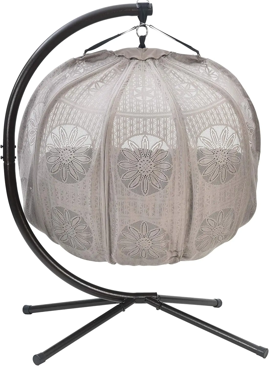 Hanging Pumpkin Patio Chair Stand and Cover, Dreamcatcher Black Cushion