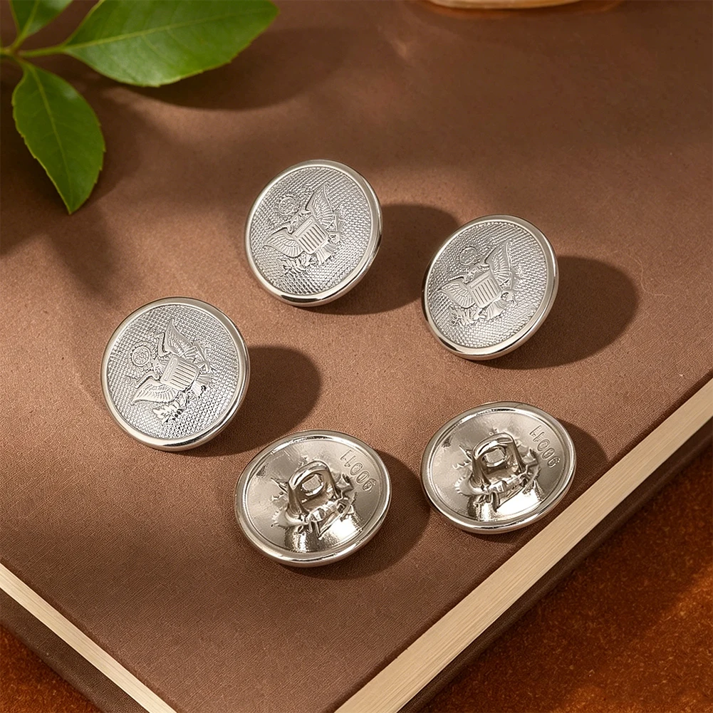 15mm Gold Silver Metal Eagle Buttons US Seal Emblem Badge DIY Sewing Craft Uniform Coat Blazer Decorative Button Accessories