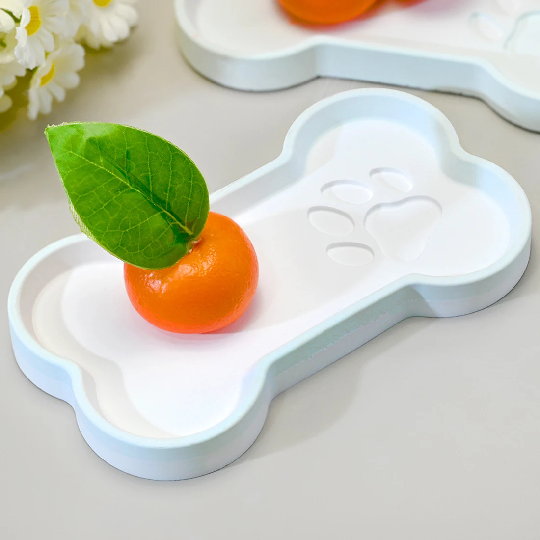 DIY Cat Paw Bone Shape Storage Tray Silicone Mold Cat And Dog Food Tray Gypsum Silicone Mold Jewelry Display Dish Home Decoratio