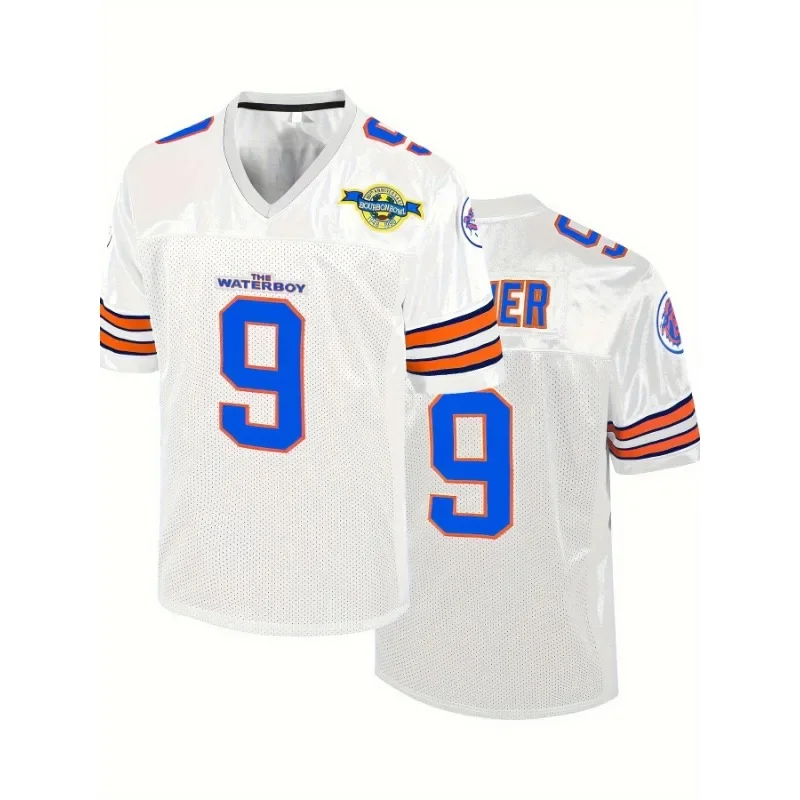 Plus Size American Football Jersey The Waterboy # 9 Bobby Boucher Adam Sandler 50th Anniversary T-Shirt Short Sleeve Sportswear