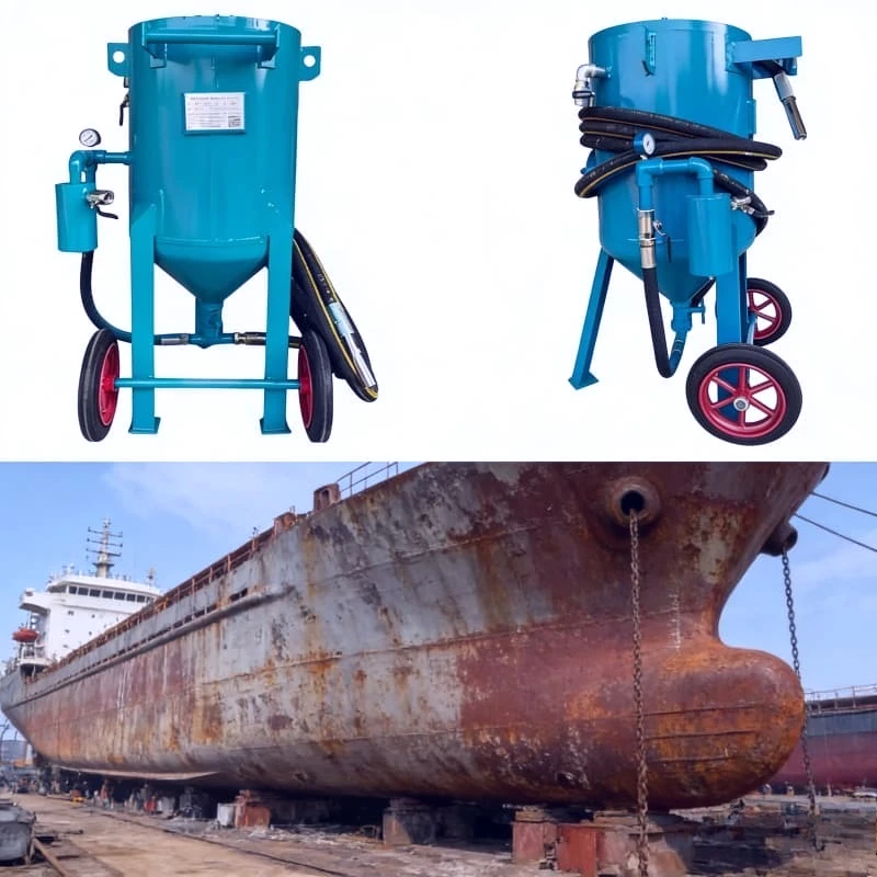 Portable Sandblaster Abrasive Blast Pot Industrial Pneumatic Blasting Machine Metal Bridge Rust Removal Construction Customized