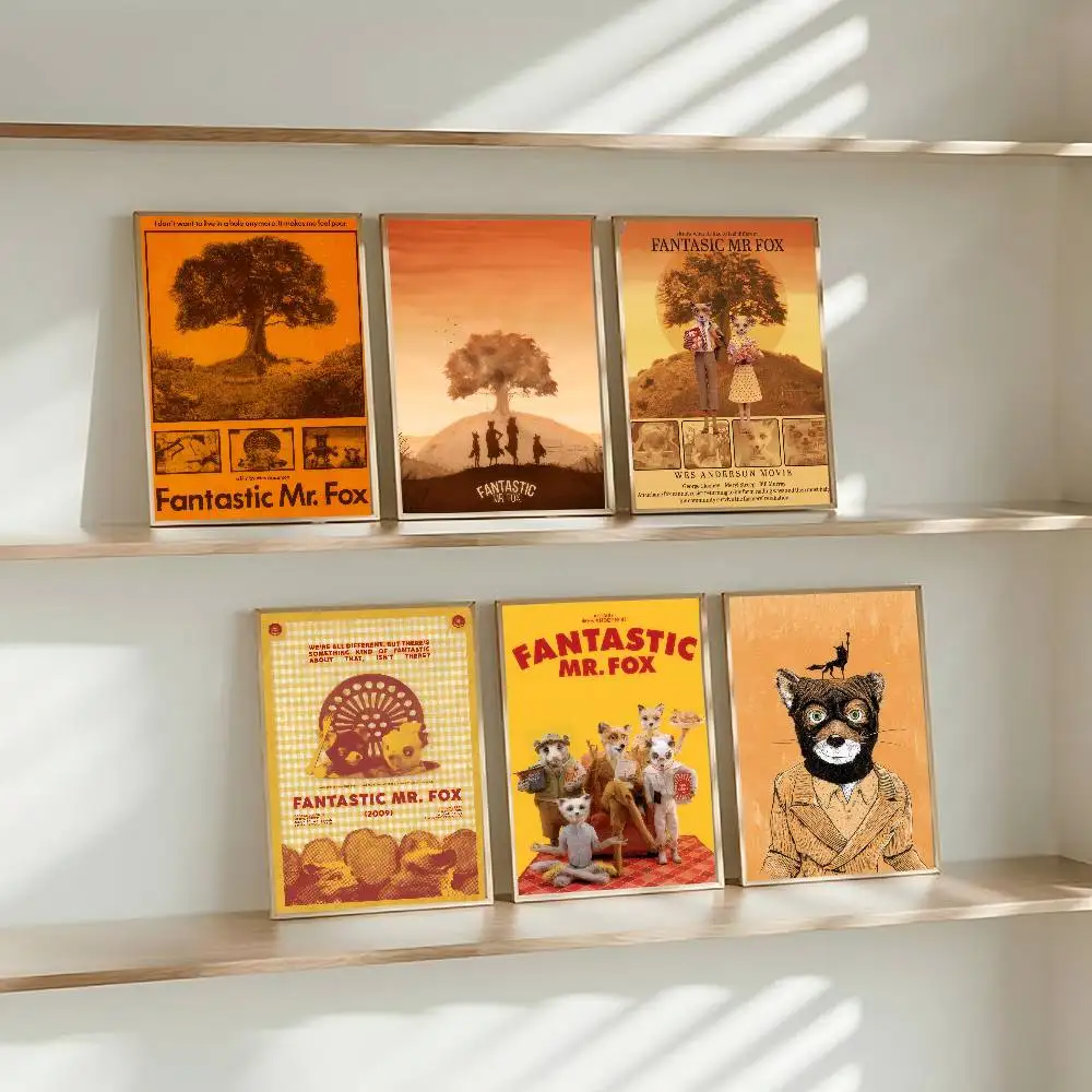 Film-Poster „The Fantastic Mr. Fox“, Anime-Poster, selbstklebender, ausgefallener Wandaufkleber für Wohnzimmer, Bar, Dekoration, Raumwanddekoration