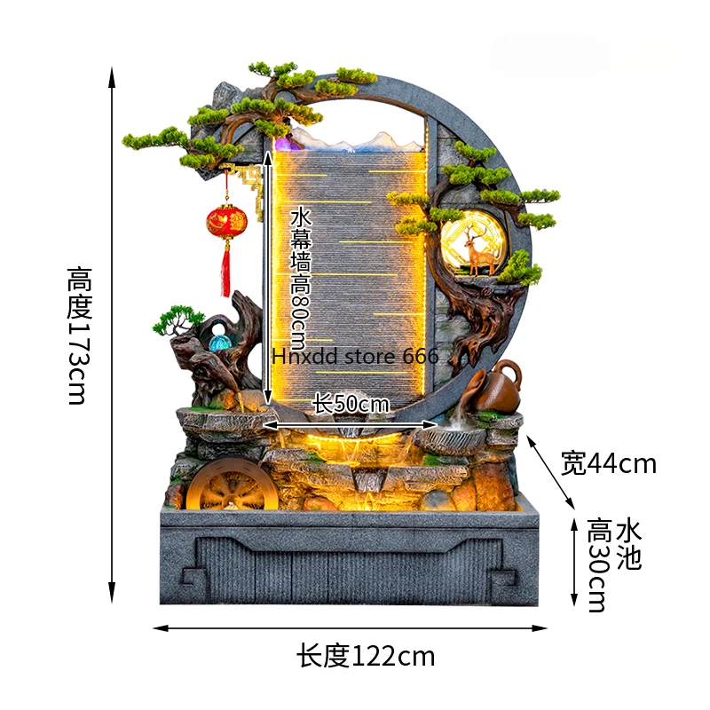 Large floor-to-ceiling rockery fountain flowing water ornament