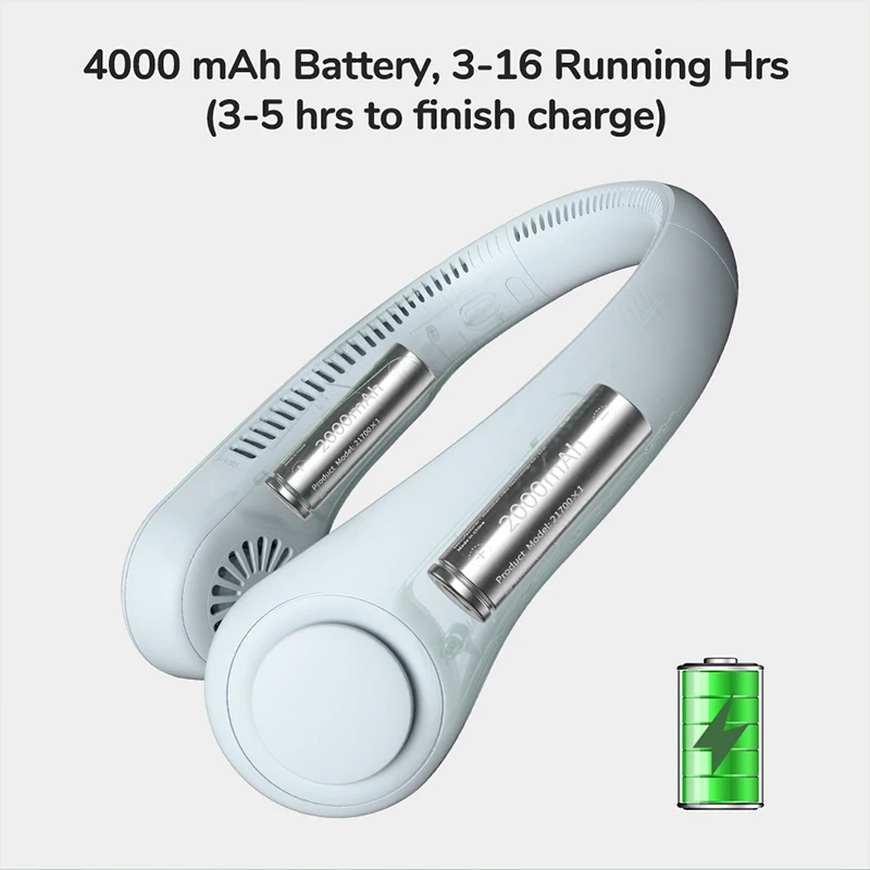 Neck Fan Mini Usb Rechargeable Bladeless Fan Electric Portable Ventilador Air Cooler Wearable Neckband Fans For Outdoor Travel image 4