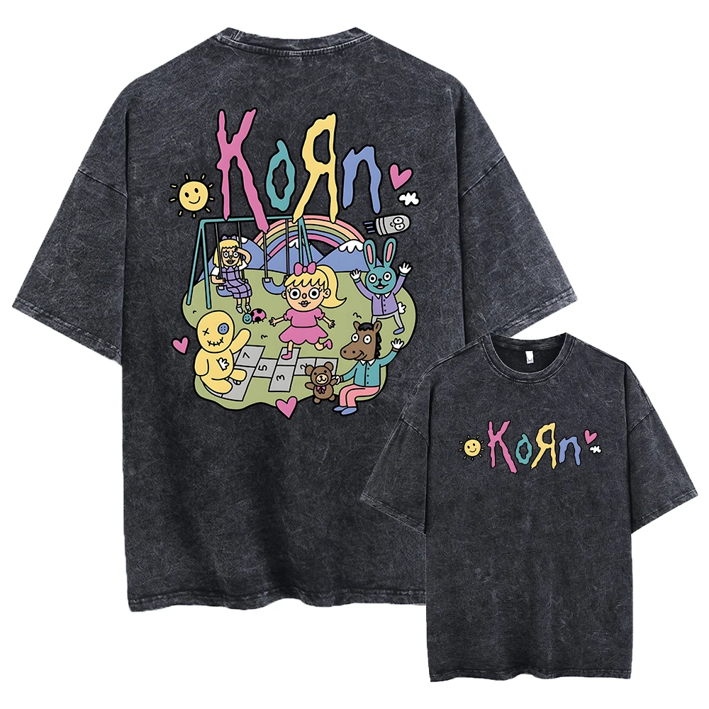 

Випраная винтажная футболка рок-группы Korn Falling Away From Me, футболки с принтом скелета, мужская модная готическая футболка, мужские футболки большого размера