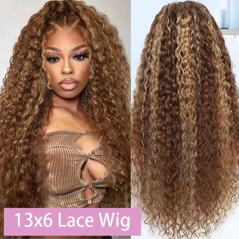 

40 44 Inch Highlight Ombre Curly Human Hair Wig Water Wave Lace Frontal Wigs Deep Wave 13x6 Hd Lace Front 100% Human Hair Wig