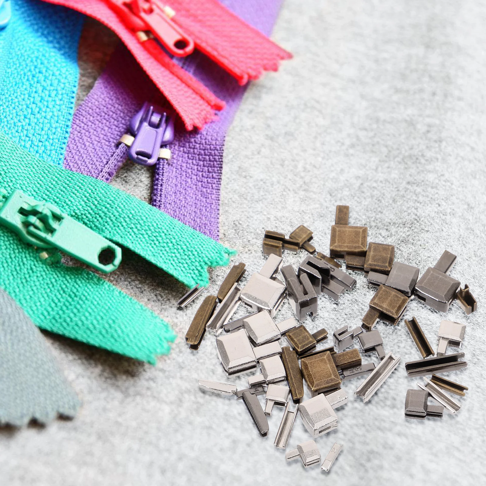 

1Set Zipper Stopper Metal Repair Kit Alloy Durable Zipper Stops Replacement for Jackets Clothing Bags Coats Backpacks