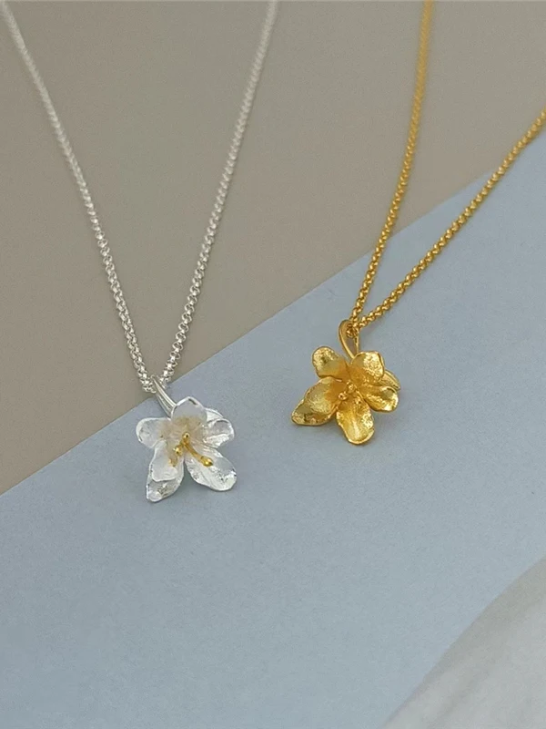 original-design-small-lily-cross-necklace-sweet-retro-s925-pure-silver-flower-pendant-jewelry-for-women-couple-gift