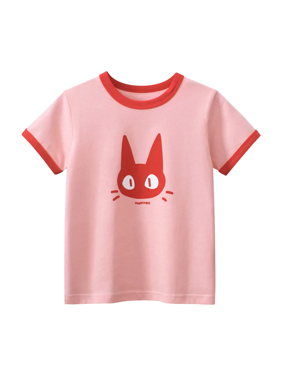 Kids Girls Clothes 100% Cotton Short Sleeve T-Shirts Bear Cat Cartoon Children Clothes 2 3 4 5 6 7 8 Years Kids Summer Clothing