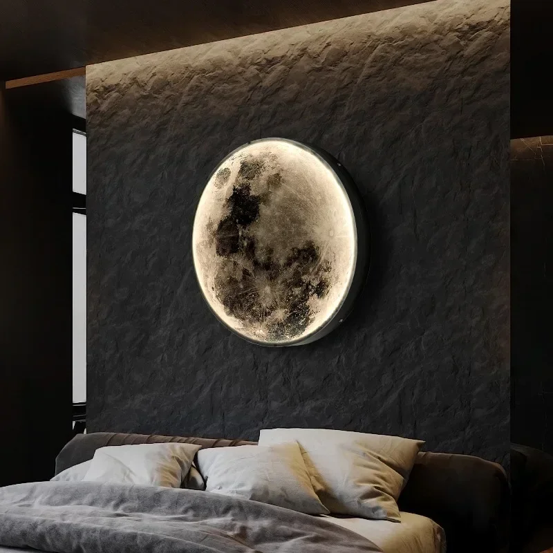 Design moderno nórdico decoração interior lâmpada de parede lunar