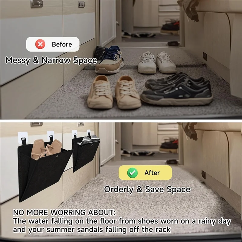 

ABZV-2 Pack RV Shoe Rack With Sticky Hanging Mounts Hanging Wall Shoe Storage Organizer Holder For Shoes Storage, Holder And She