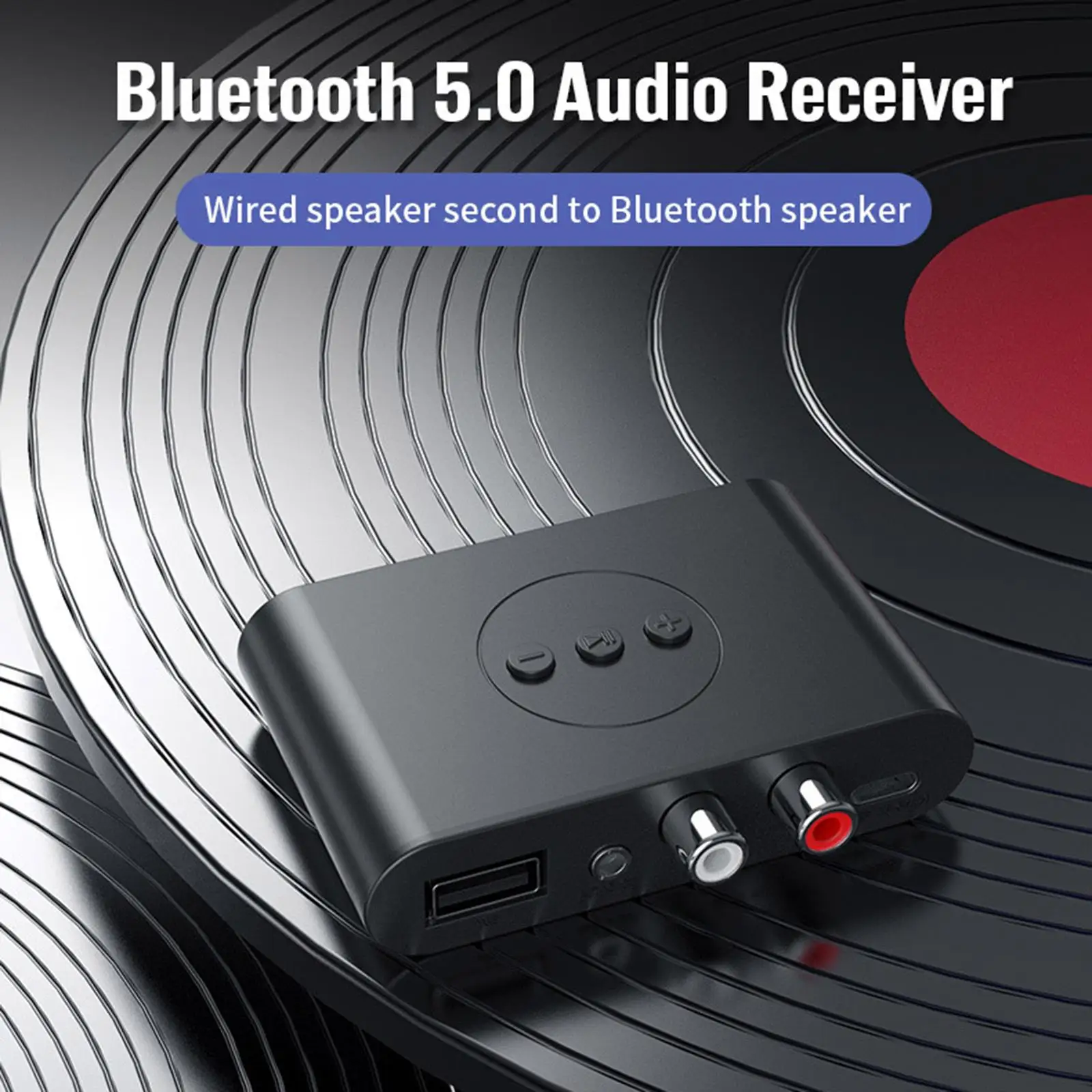 Adaptador USB 5,0, receptor de Audio RCA de 3,5mm, reproducción de disco NFC U para amplificador de altavoz de TV, sistema de música para automóvil