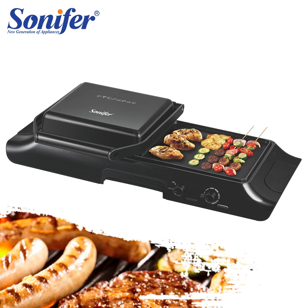 

BBQ Electric Contact Grill Griddle And Grilled Bread Panini Press Kitchen Barbecue Griddle Smokeless Baking Barbecue Sonifer