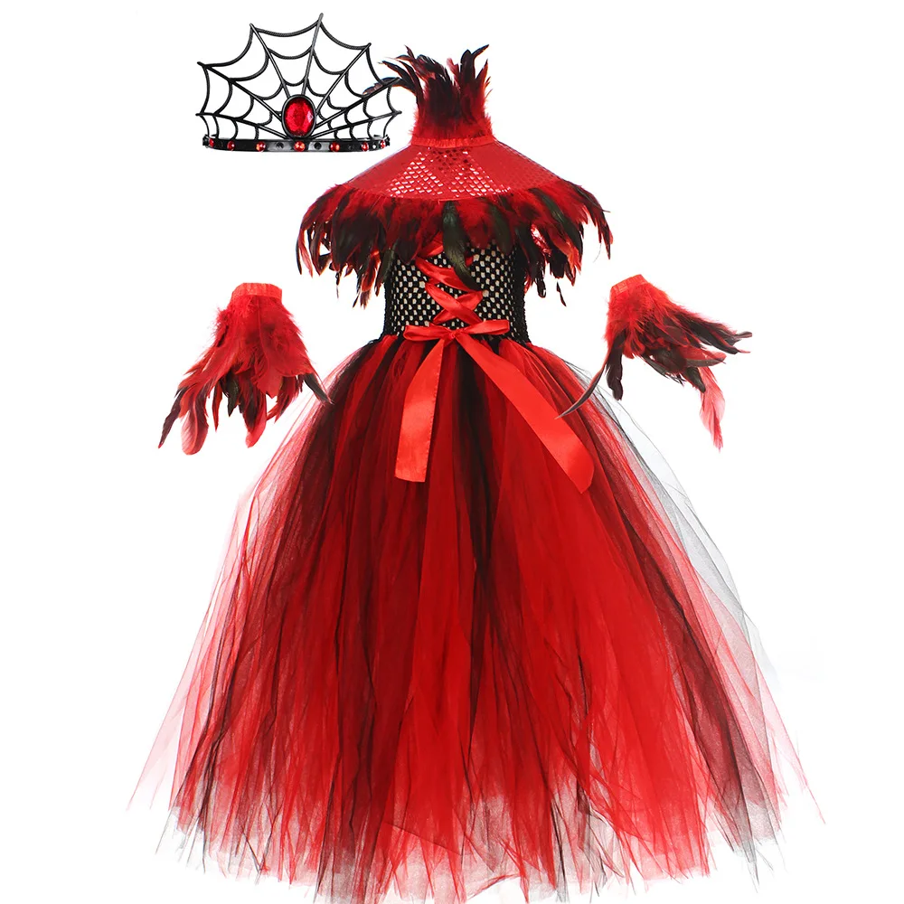 THEEPER Halloween Evil Queen Costume Tutu Dress, Dark Witch Cosplay Outfit, Halloween Carnival Party Tutu Dress, Cosplay Costume