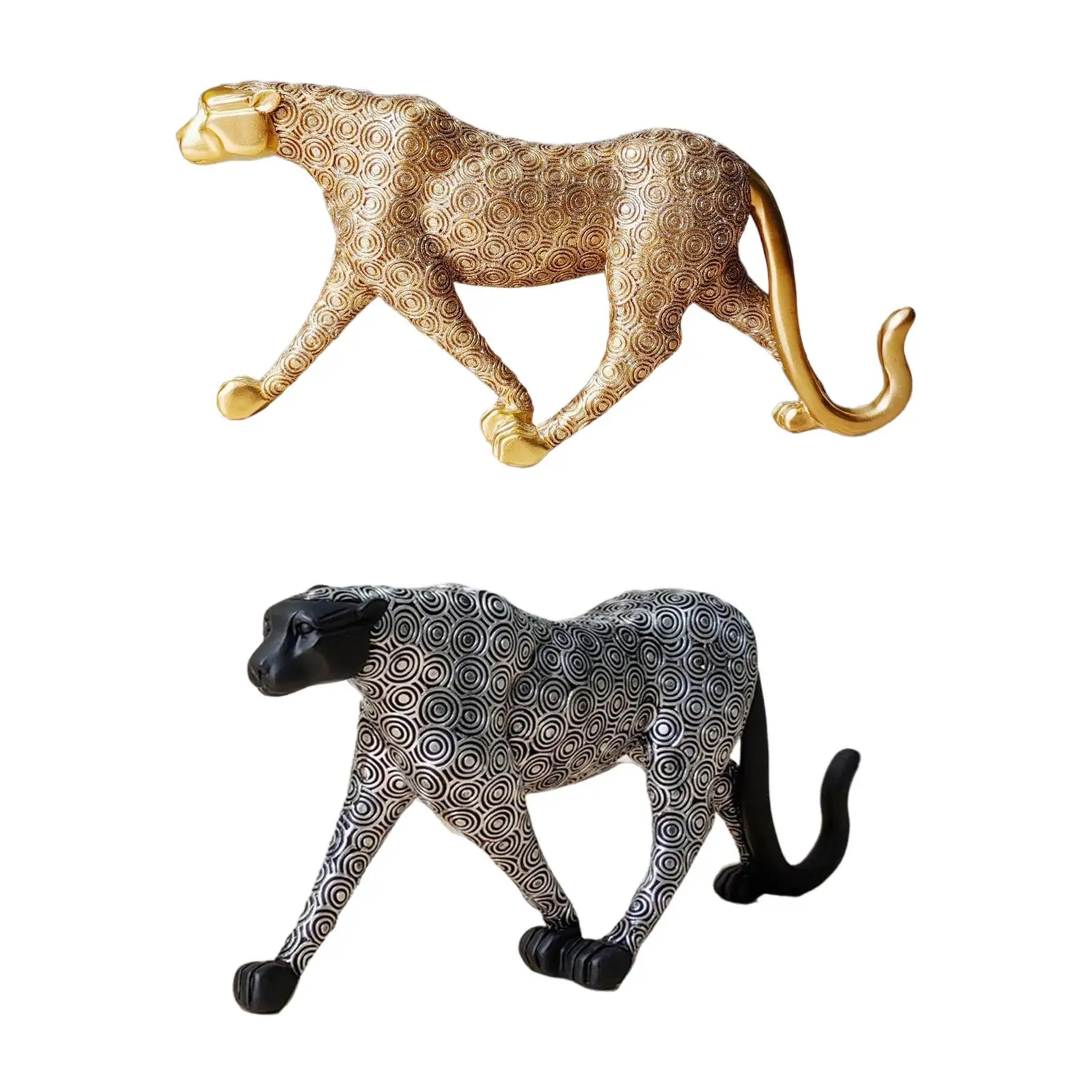 Resin Leopard Statue Leopard Ornament, Decorative Walking Cheetah Figurine for