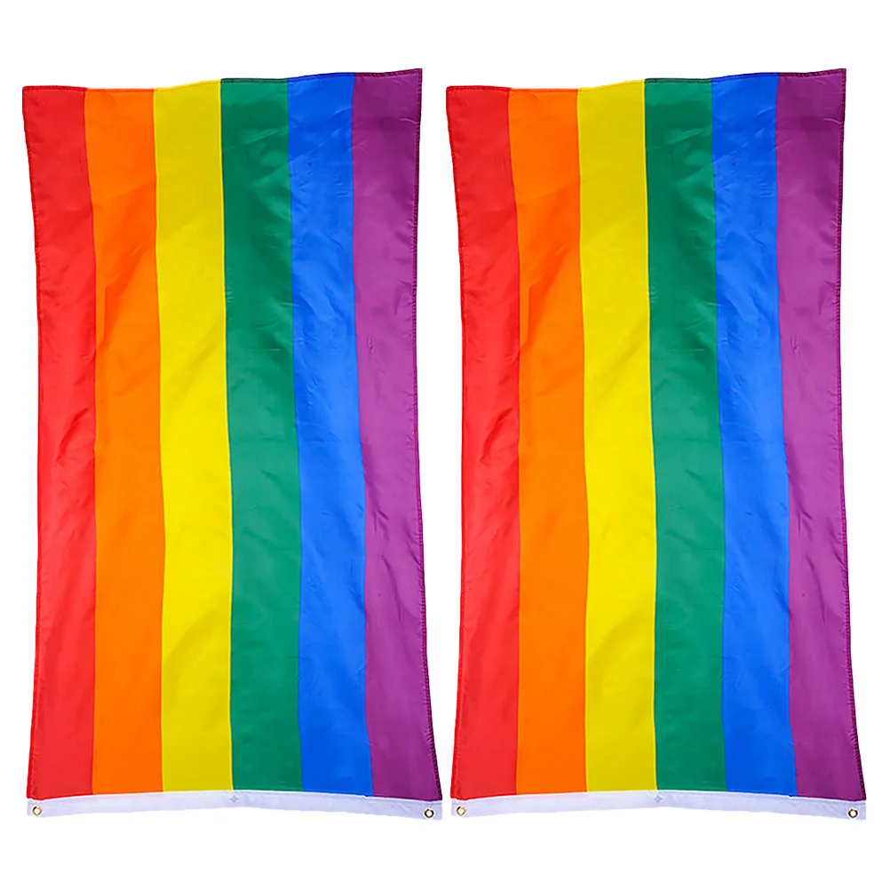 

2pcs Rainbow Flags Colorful Stripes Festival Carnival Banners Gay Pride Supplies Polyester Decorative Outdoor Large Party