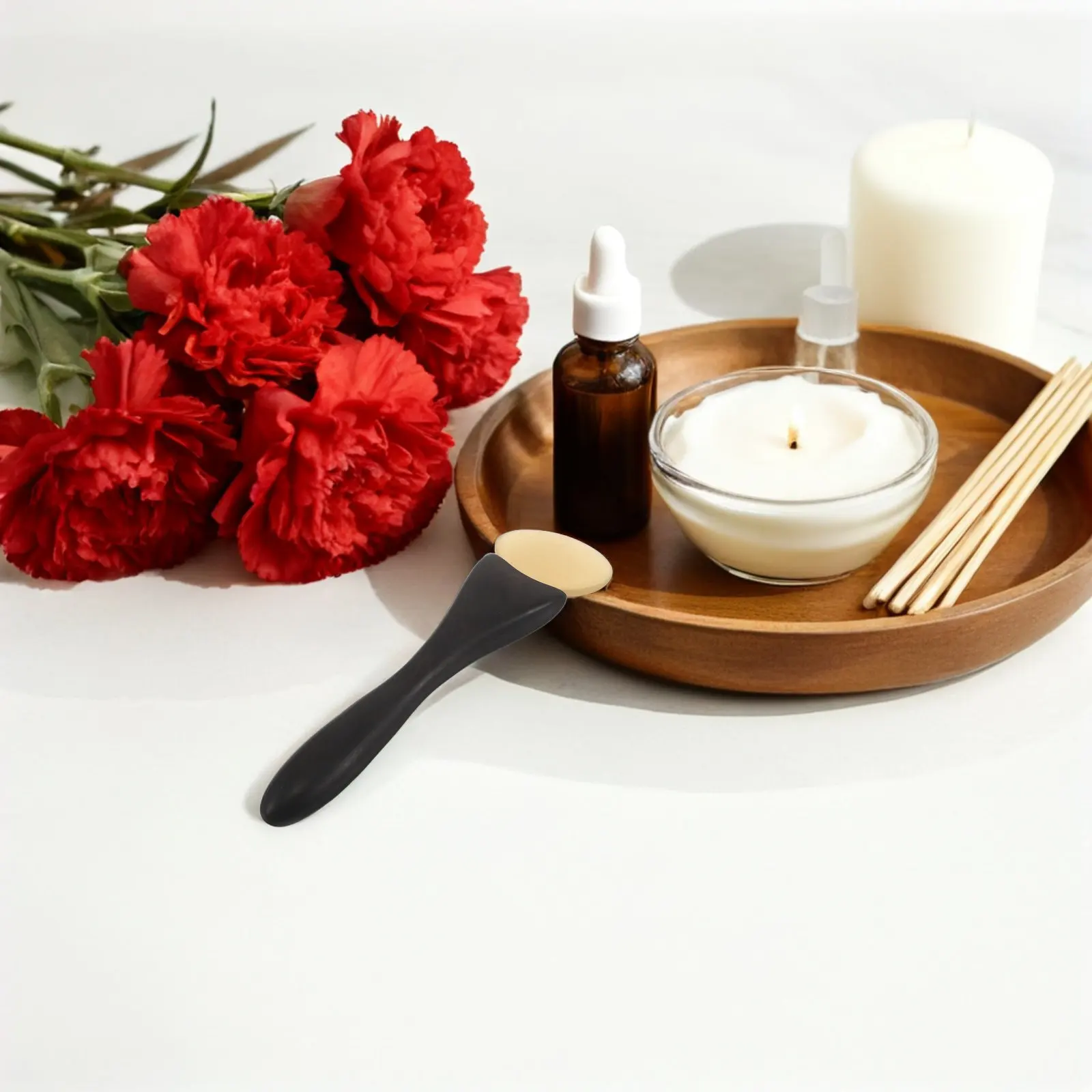 Masajeador Facial de Sándalo, Rodillo de Madera Natural para Ojos, Herramienta Gua Sha Ergonómica con Forma de Cuerno, Raspador Facial de Tejido Profundo para el Cuidado de la Piel