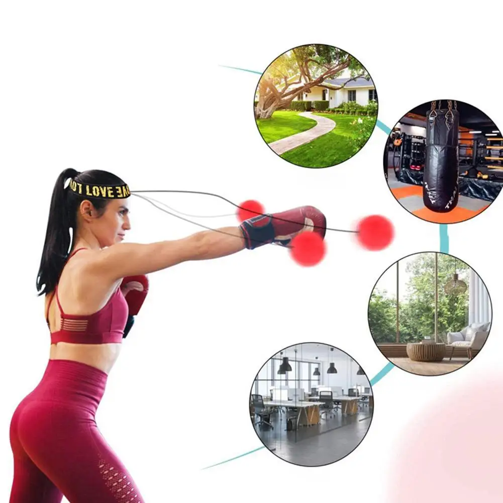 Boxing Reflex Speed Training With Headband Boxing Punching Hand Martial Coordination Eye Arts Fitness Balls Supplies E0F6