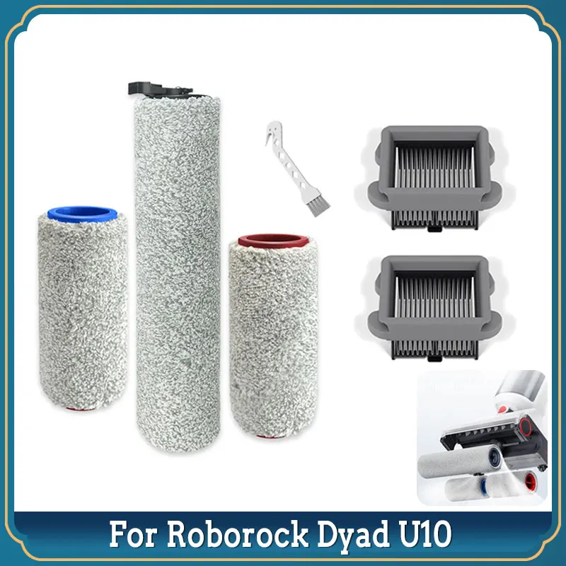 Acessórios destacáveis do aspirador, filtro HEPA lavável, escova do rolo, peças de reposição, Roborock Dyad U10
