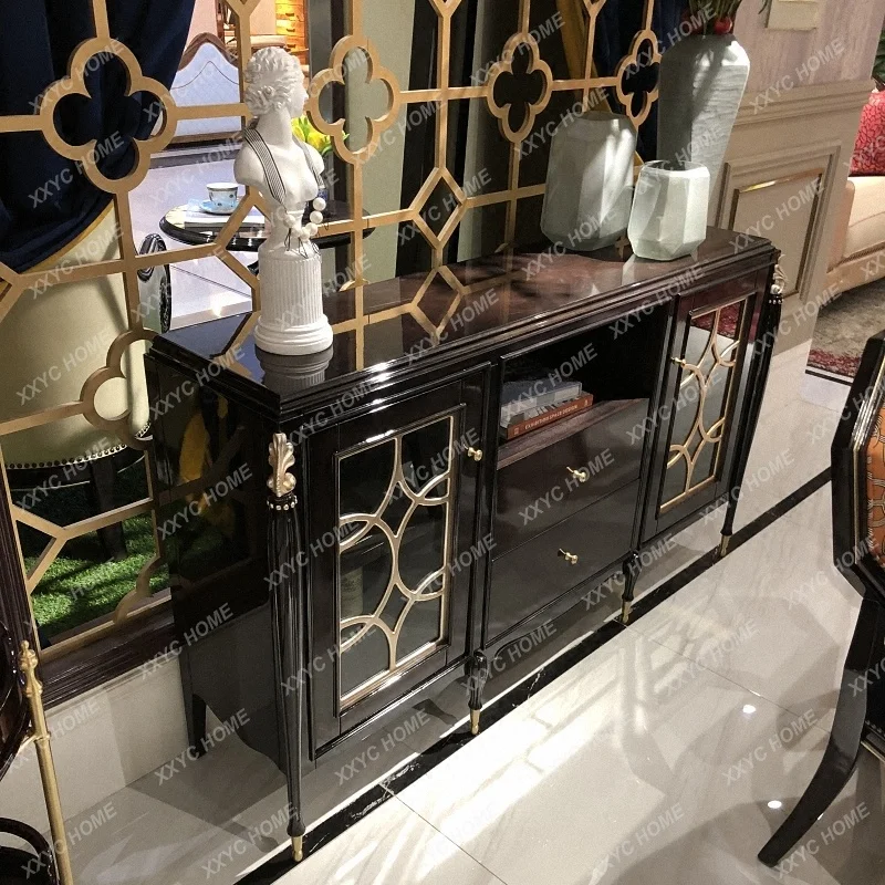 side cabinet solid wood foyer entrance modern simple storage light luxury living room furniture