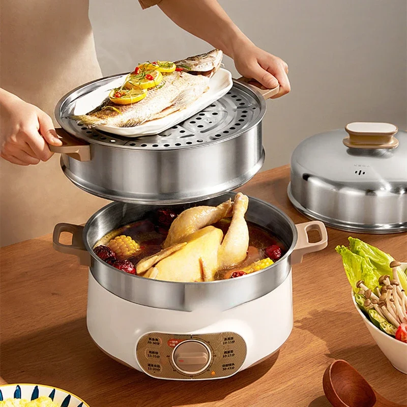 Electric Cooker Multi-functional Household Electric Hot Pot Electric Cooker Three Layers Large Capacity 13L