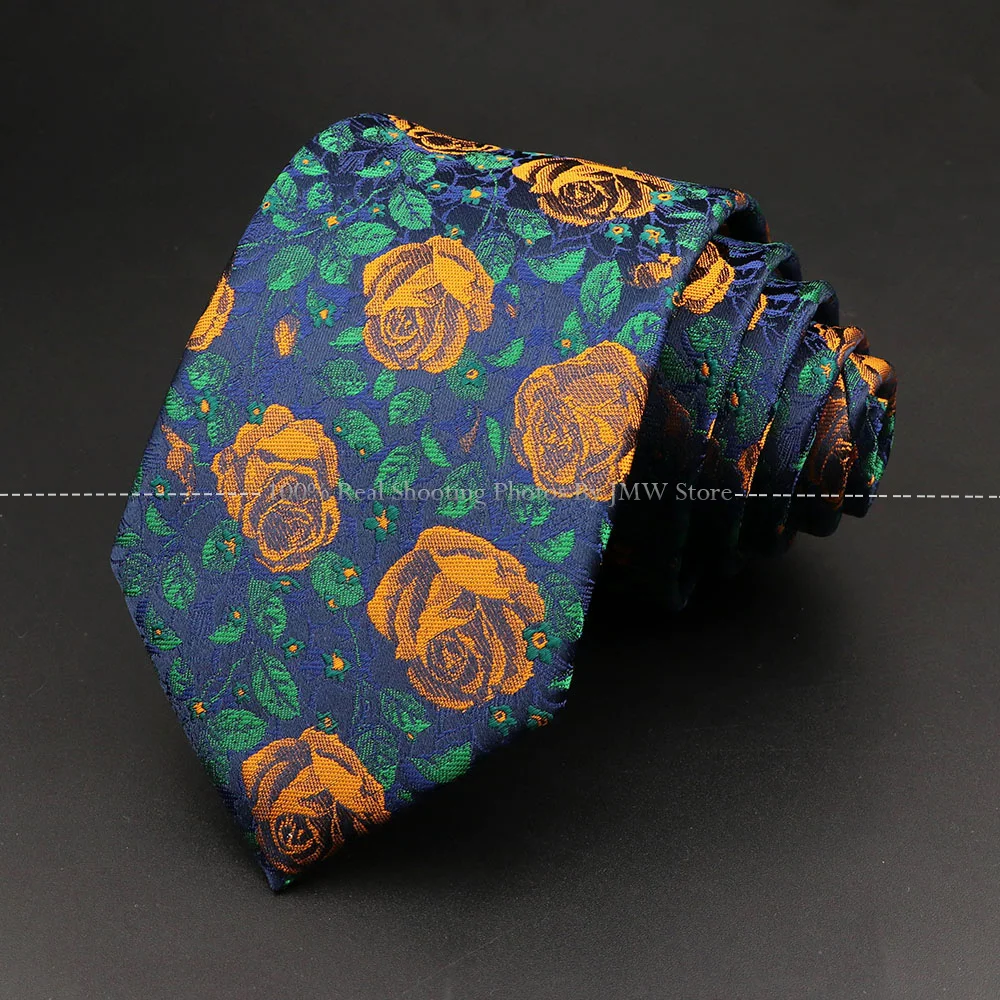 Novelty Men's Tie Floral Rose Flower Patten Pink Red Blue Green Neckties Leisure Business Daily Wear Cravat Wedding Party Gift