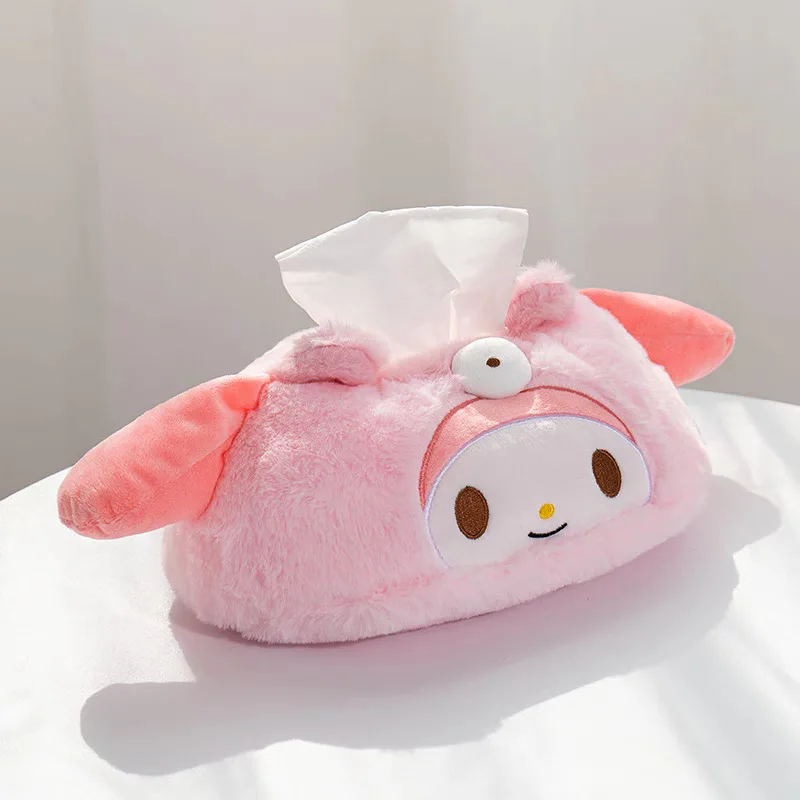 Cajón de papel de felpa japonés para niña, bolsa con cajón de papel KT Cat Kuromi, cajón de papel para el hogar y el coche, almacenamiento, muñeca