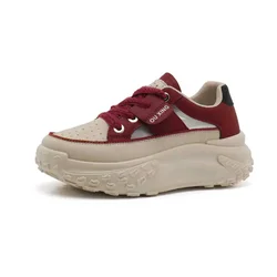 Bicolor Red Wine Shoes White Sneakers Tennis Women's Red Luxury Brand Women Sneakers Sports New Fast Super Sale Teniis