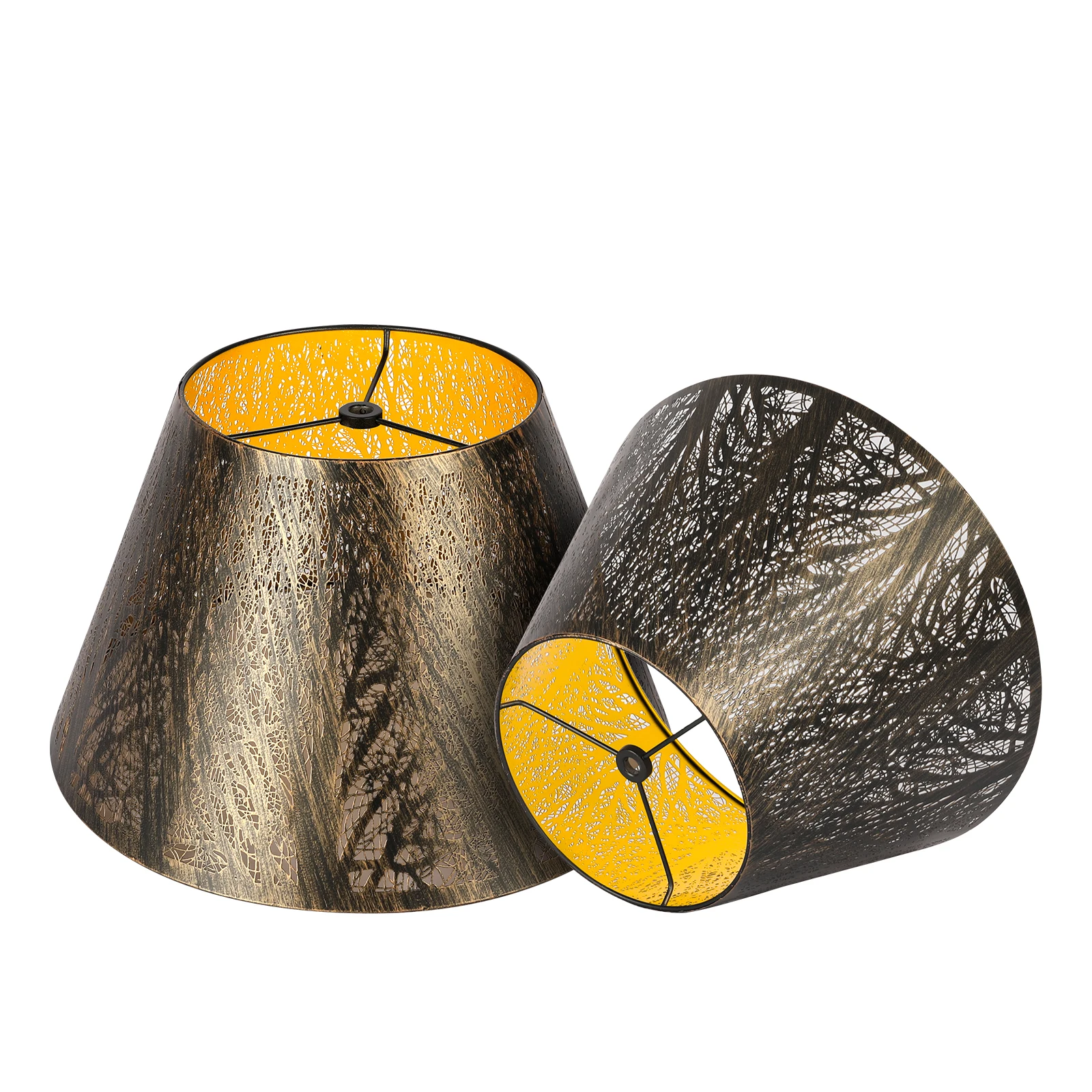 

2pc 7×13×7.8" etched autumn forest style metal lampshade, suitable for table lamp, small floor lamp, bronze gold