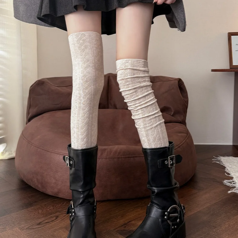 

Fashion Breathable Women Socks Elastic Thermal Insulated Knee High Socks 66cm Knitted Stocking Autumn Winter