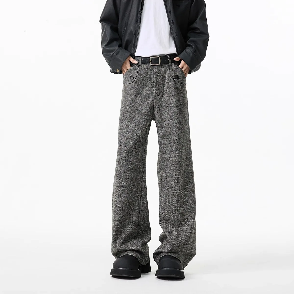 Men's Fashion Old Money Style Micro Flare Suit Pants Straight Leg High end Texture Loose Drape Comfort Casual Versatile Trousers