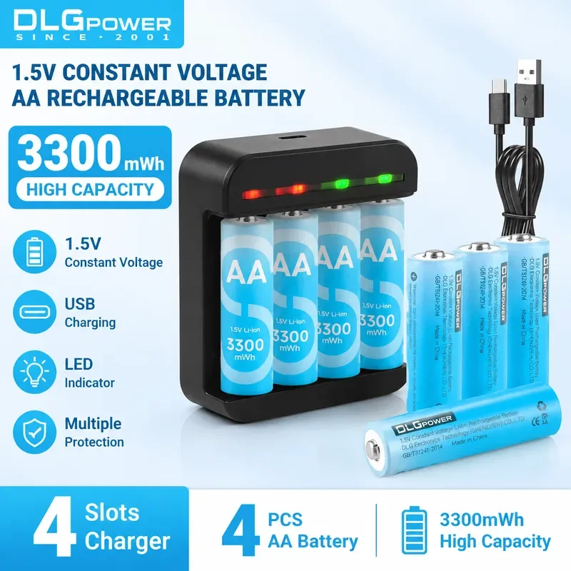4/8pcs1.5V 3300mWh Lithium-ion battery AA/aa rechargeable battery DLGpower for microphone electric toy wireless mouse charger
