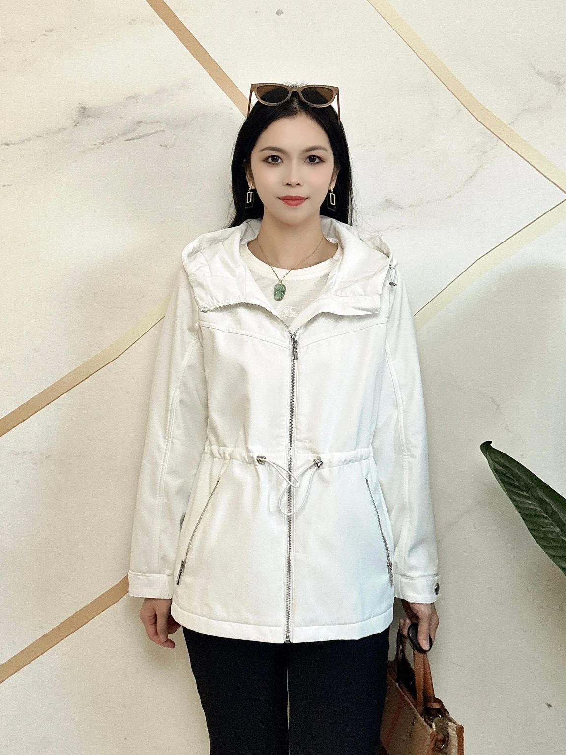 Briti Sle Damen-Jacke mit Fleecefutter und Kapuze, warmer, vielseitiger, übergroßer Mantel, modische Winter-Oberbekleidung, bereit für den Arbeitsweg