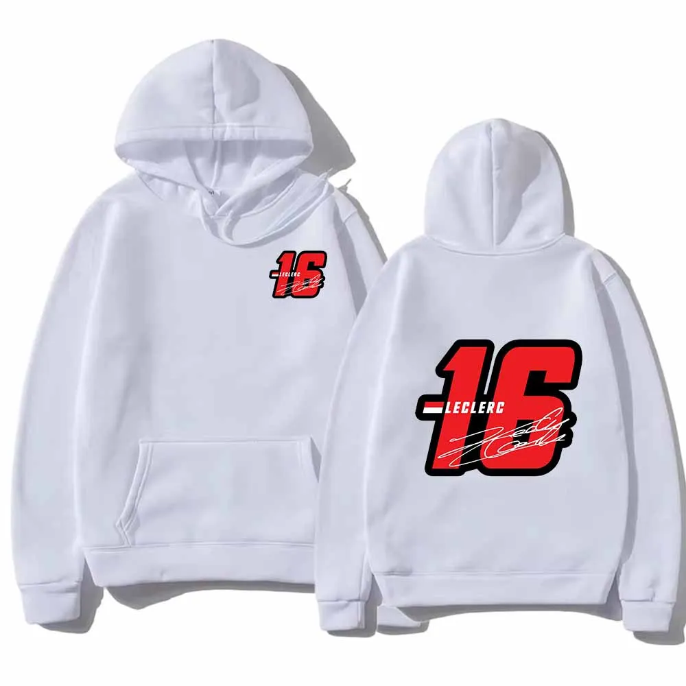 Number 16 Charles Leclerc Racer Printed Fashion Hoodies Graphic Sweatshirts Loose Drawstring Hooded Pullover Unisex Tops