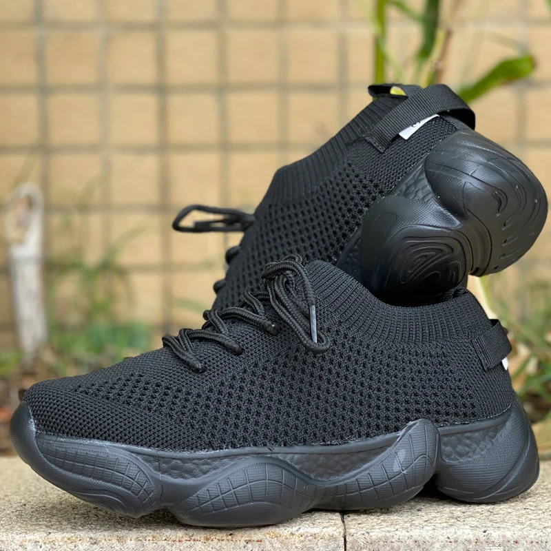

Summer Black Sports Shoes with Wedge Woman Sneakers Big Size 43 44 Platform Mesh Flat Comfort Casual Walking Breathable Running