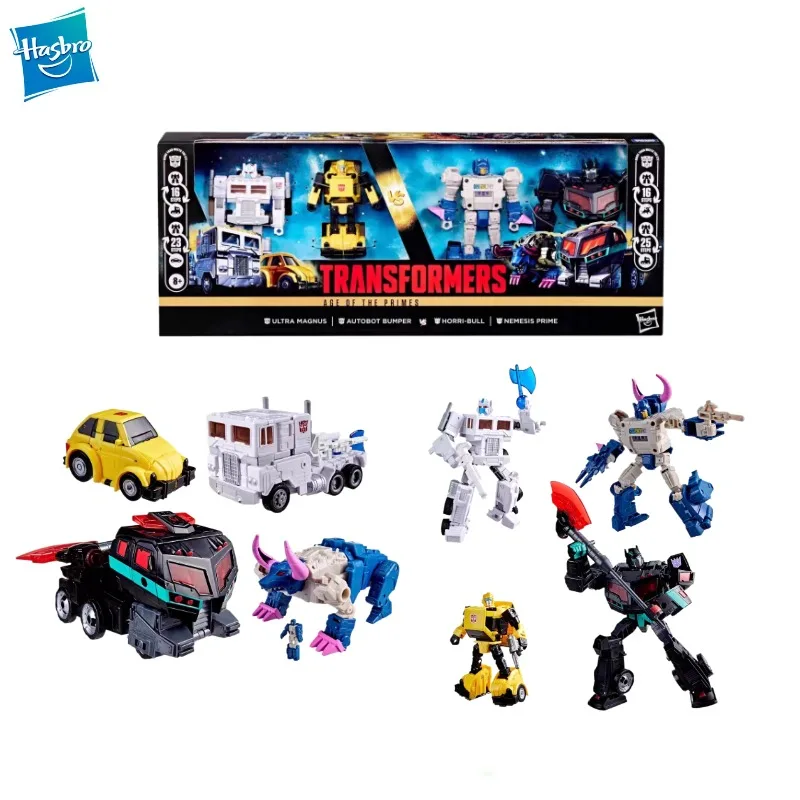 새로운 오리지널 하스브로 트랜스포머 에이지 오브 프라임 시리즈 울트라 매그너스 오토봇 범퍼 호리-불 네미시스 프라임 세트 액션 피규어