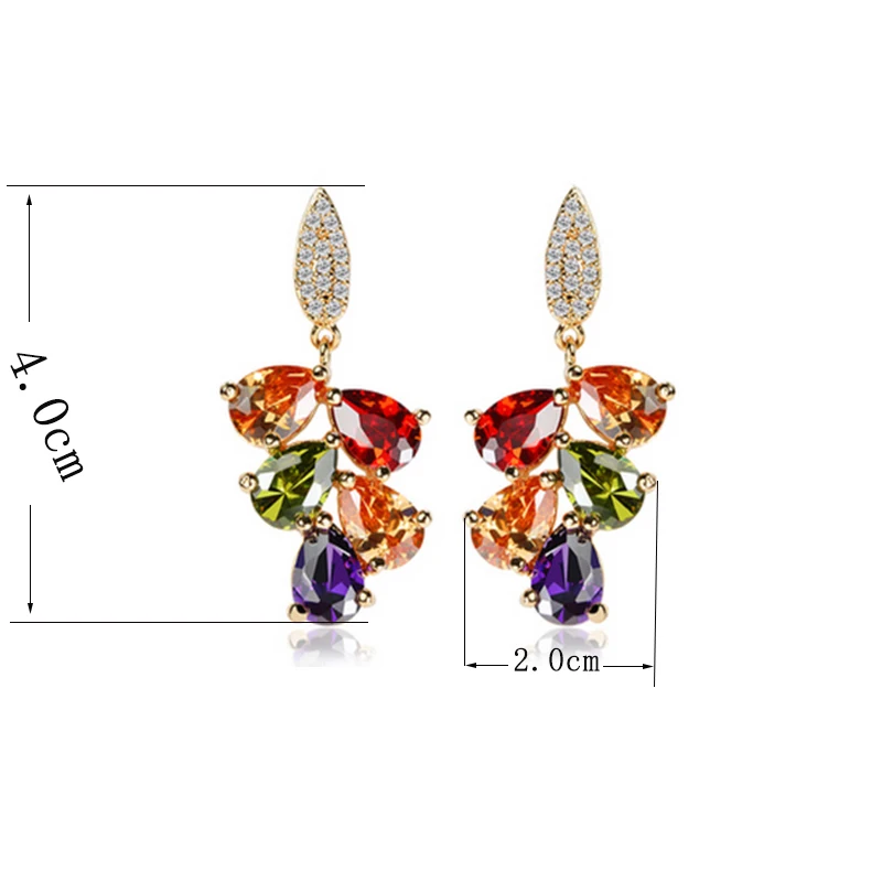 SUGO Classic Hot Sale Multicolor Water Drop with Micro-set Zircon Earrings for Charming Women Beautiful Valentine\'s Day Present