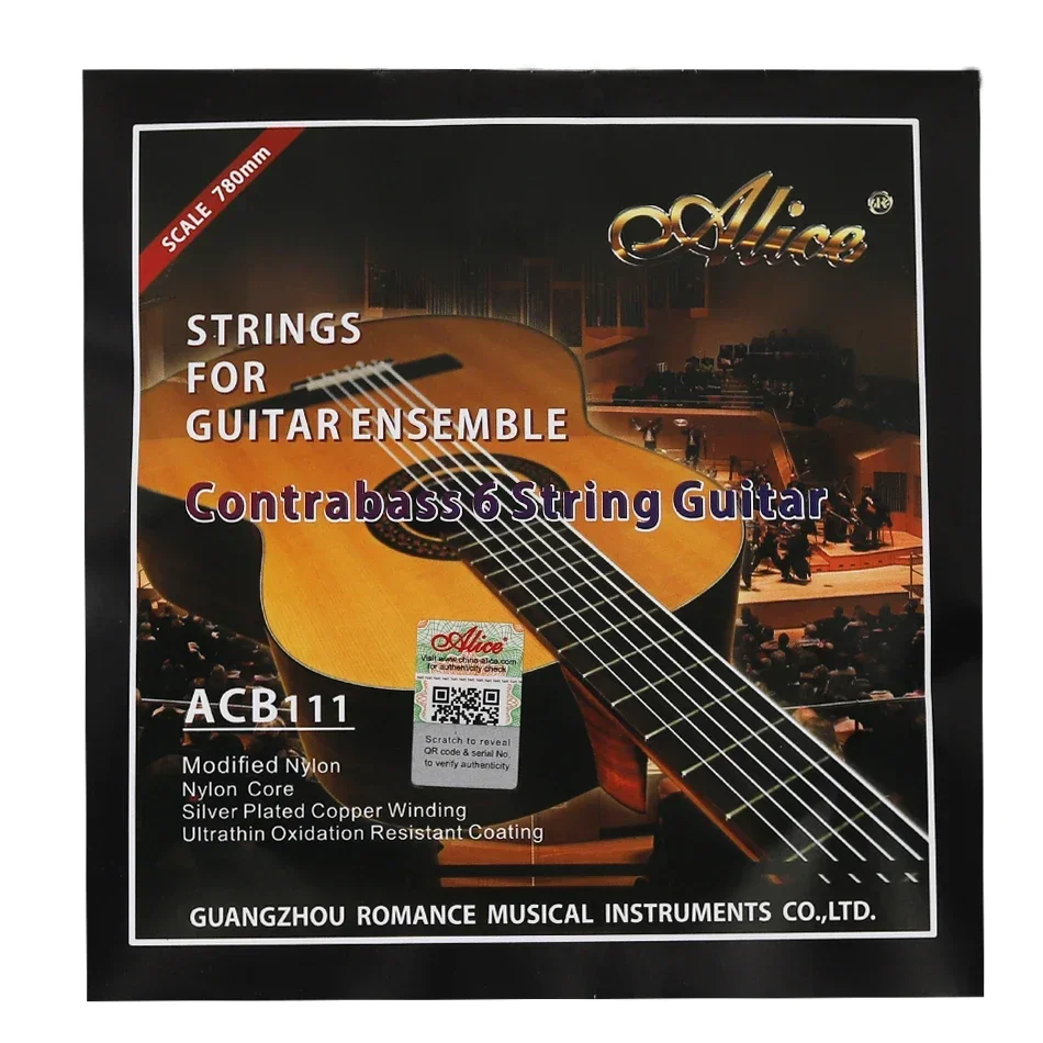 Alice ACB111 ACB112 Contrabass Quint Bass Classical Guitar Strings Set For 6 String Guitar Ensemble Silver Plated Copper Coated