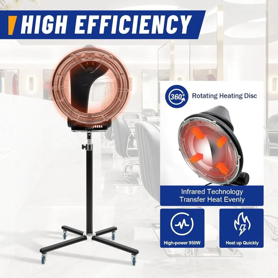 Sèche-cheveux infrarouge 950W avec conception à bille roulante 3 en 1, buse rotative à 360 degrés, 6 Modes de chaleur et de vitesse réglables, Freesta professionnelle