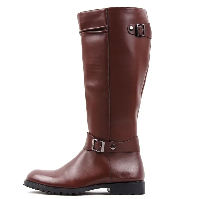 Plus Size 37-46 Stivali da equitazione da moto stile punk a metà polpaccio di alta qualità Scarpe da uomo Autunno Inverno 2024 Stivali lunghi con