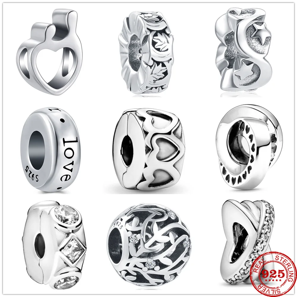 New 925 Sterling Silver Embrace Love Band Of Hearts Clip Spacer Charms DIY fine Bead Fit Original Pandora Charm Bracelet Jewelry