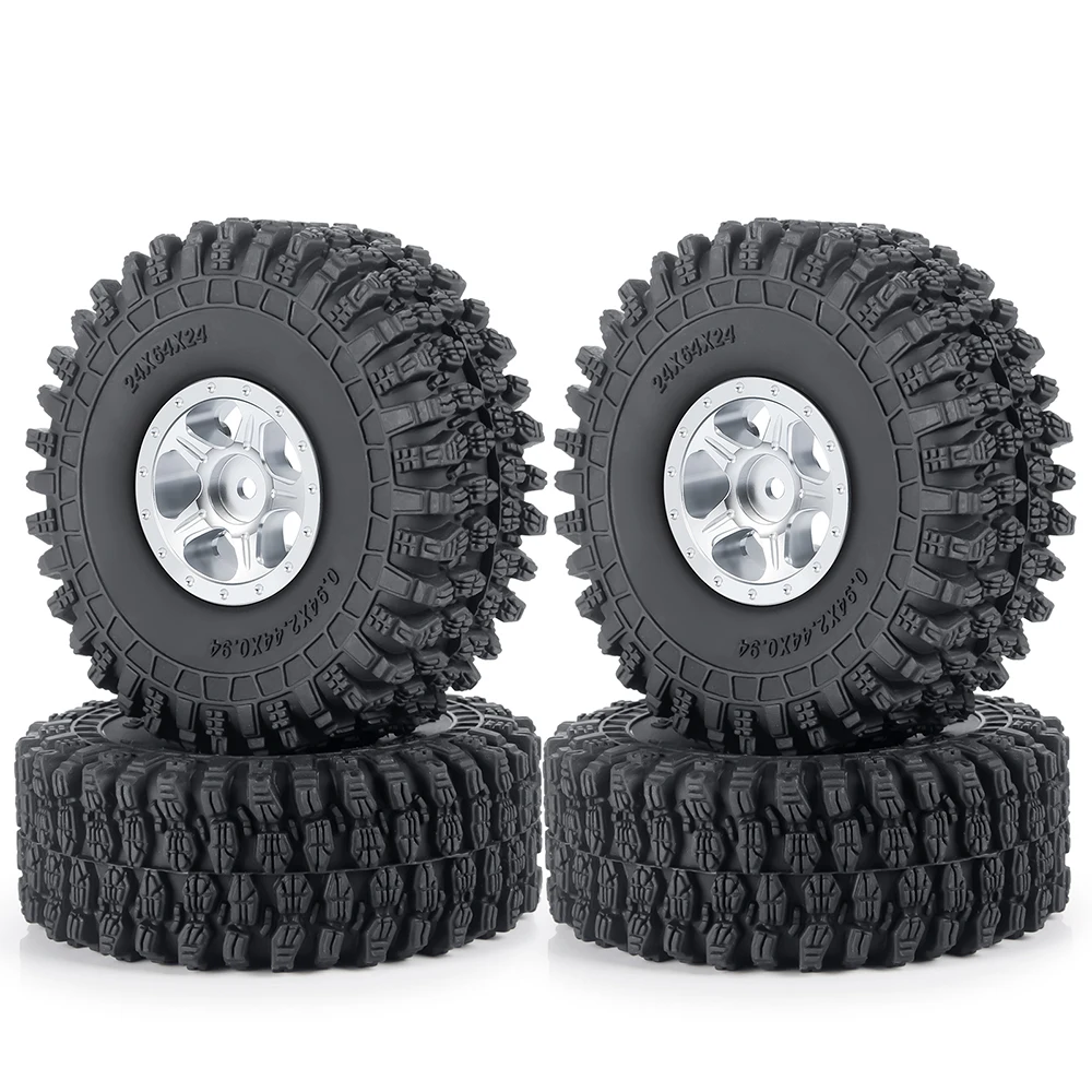 YEAHRUN 4PCS 1.0 Inch Wheel Tires Set for 1/24 Axial SCX24, 1/18 TRX4M Bronco Defender RC Micro Crawler Car Parts